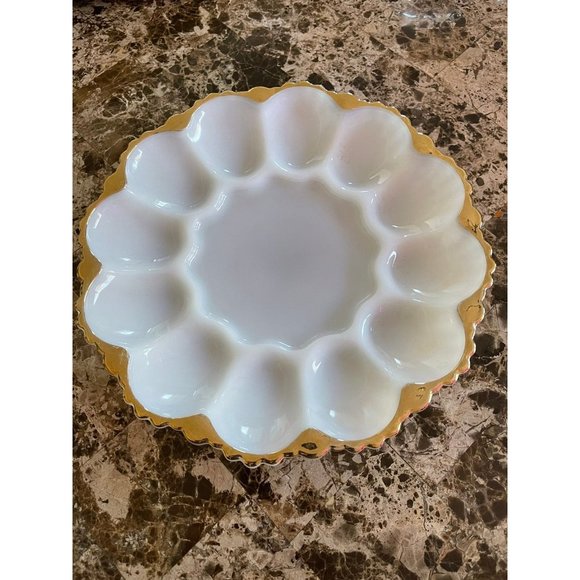 Milk Glass Deviled Egg Plate - Picture 4 of 12